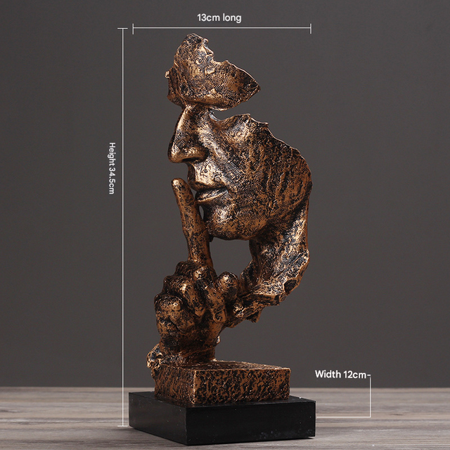 Gold abstract silence figure resin sculpture