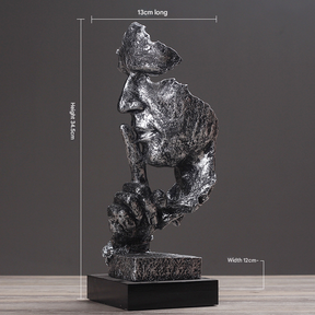 Silver abstract silence figure resin sculpture