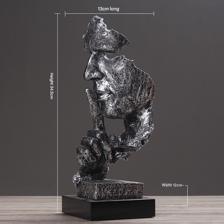 Silver abstract silence figure resin sculpture