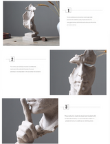 Silver abstract silence figure resin sculpture
