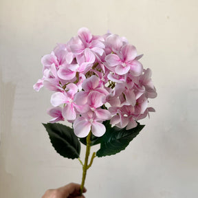 Canggu pink artificial hydrangea long stems 60cm five stem set in a vase