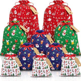 Festive Burlap Christmas Gift Bag Set