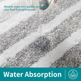 Grey plush striped bath mat, ultra soft and non-slip, 40 x 60 cm