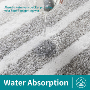 Grey plush striped bath mat, ultra soft and non-slip, 40 x 60 cm