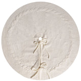 White Knit Christmas Tree Skirt with Cable-Knit Trim