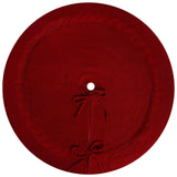 Elegant Red Knit Christmas Tree Skirt