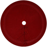 Red Knit Christmas Tree Skirt with Cable Border