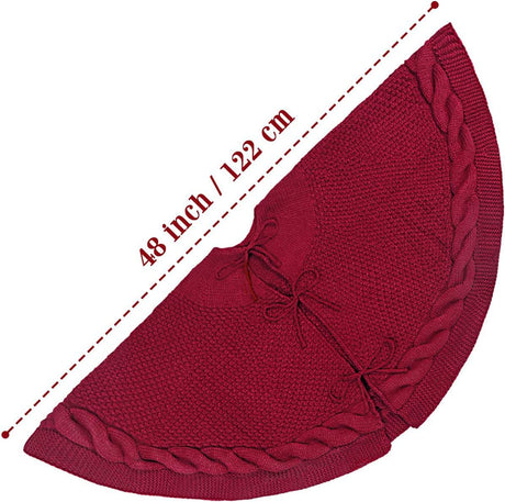 Elegant White Knit Christmas Tree Skirt