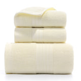 Yellow long staple cotton towel set with one bath towel and two hand towels