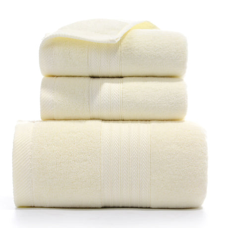 Yellow long staple cotton towel set with one bath towel and two hand towels