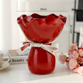 Handcrafted minimalist red ceramic vase