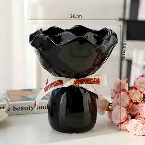 Handcrafted minimalist black ceramic vase
