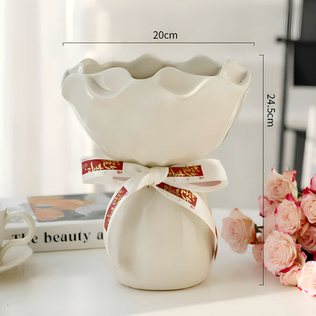Handcrafted minimalist white ceramic vase