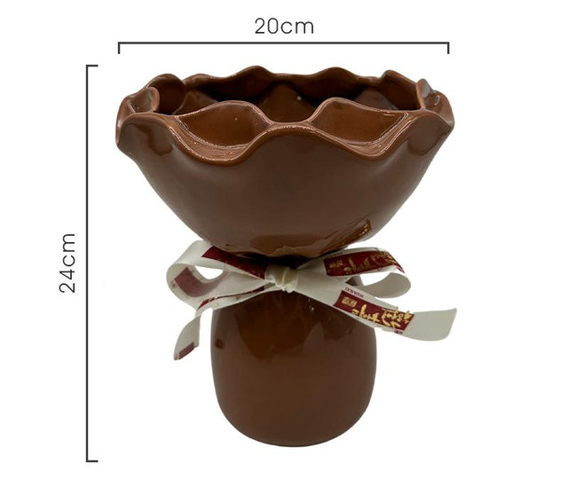 Handcrafted minimalist brown ceramic vase