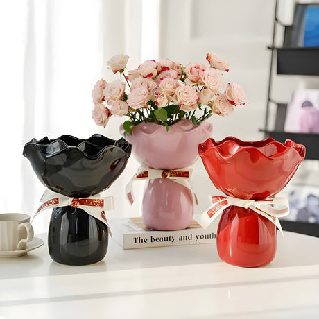 Handcrafted minimalist brown ceramic vase