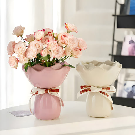 Handcrafted minimalist brown ceramic vase