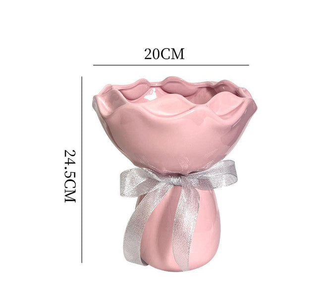 Handcrafted minimalist pink ceramic vase