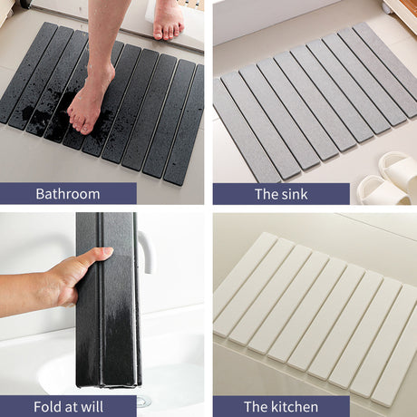 Collapsible Diatom Bath Mat, Dark Grey 60x39cm