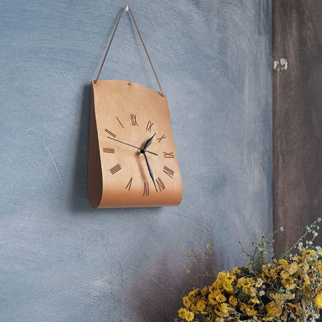 Retro PU Leather Handbag Wall Clock — Silent Sweep, Roman Numerals — Allure Home Collections