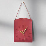 Retro PU Leather Handbag Wall Clock — Silent Sweep, Roman Numerals — Allure Home Collections