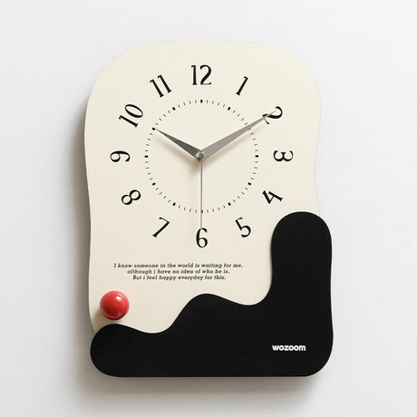 Abstract Wavy Wall Clock with Ceramic Accent — Black, Green and Brown — Allure Home Collections