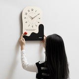 Abstract Wavy Wall Clock with Ceramic Accent — Black, Green and Brown — Allure Home Collections
