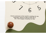 Abstract Wavy Wall Clock with Ceramic Accent — Black, Green and Brown — Allure Home Collections