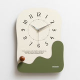 Abstract Wavy Wall Clock with Ceramic Accent — Black, Green and Brown — Allure Home Collections