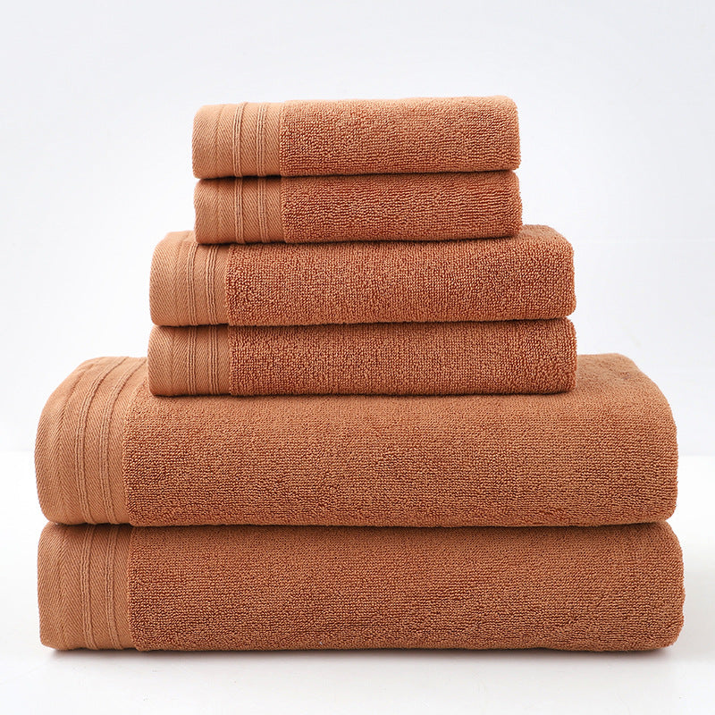 Caramel combed cotton towel set with bath towel, hand towel and face washer