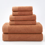 Caramel combed cotton towel set with bath towel, hand towel and face washer