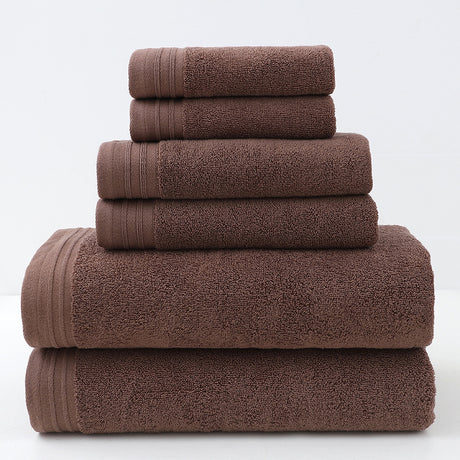 Dark brown combed cotton towel set with bath towel, hand towel and face washer