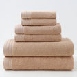 Camel combed cotton towel set with bath towel, hand towel and face washer