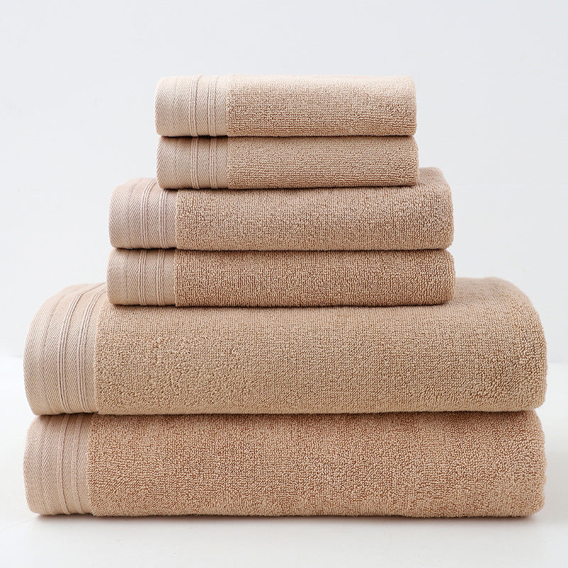 Camel combed cotton towel set with bath towel, hand towel and face washer
