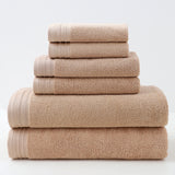 Camel combed cotton towel set with bath towel, hand towel and face washer