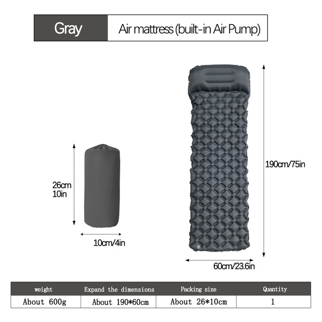Herbert grey nylon ultralight inflatable camping mats