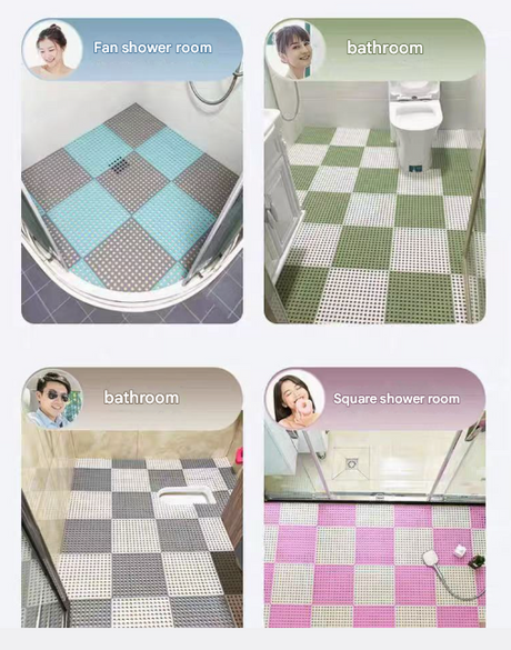 White and yellow tiles installed in a wet area for safer footing