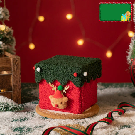 Luxe Plush Christmas Gift Box with Snowy Trim