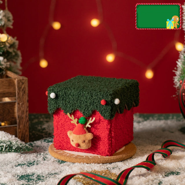 Luxe Plush Christmas Gift Box with Snowy Trim