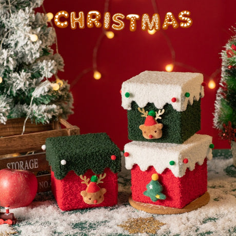 Luxe Plush Christmas Gift Box with Trim