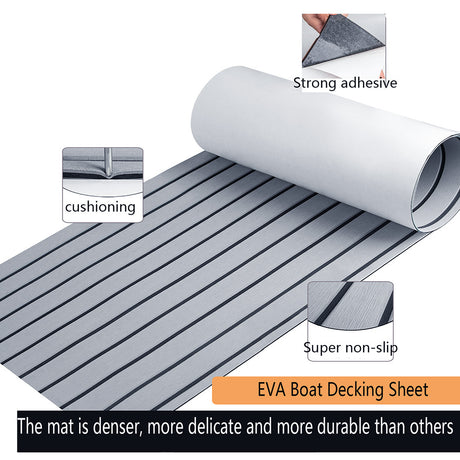 Striped Marine Decking Mat, Grey 240x30cm