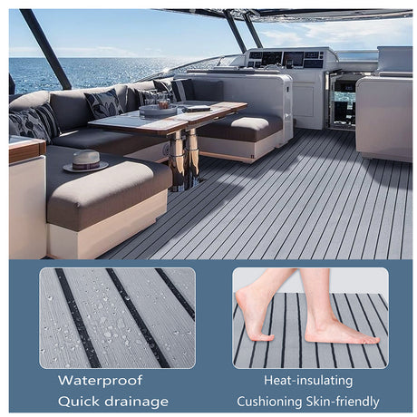 Striped Marine Decking Mat, Grey 240x30cm
