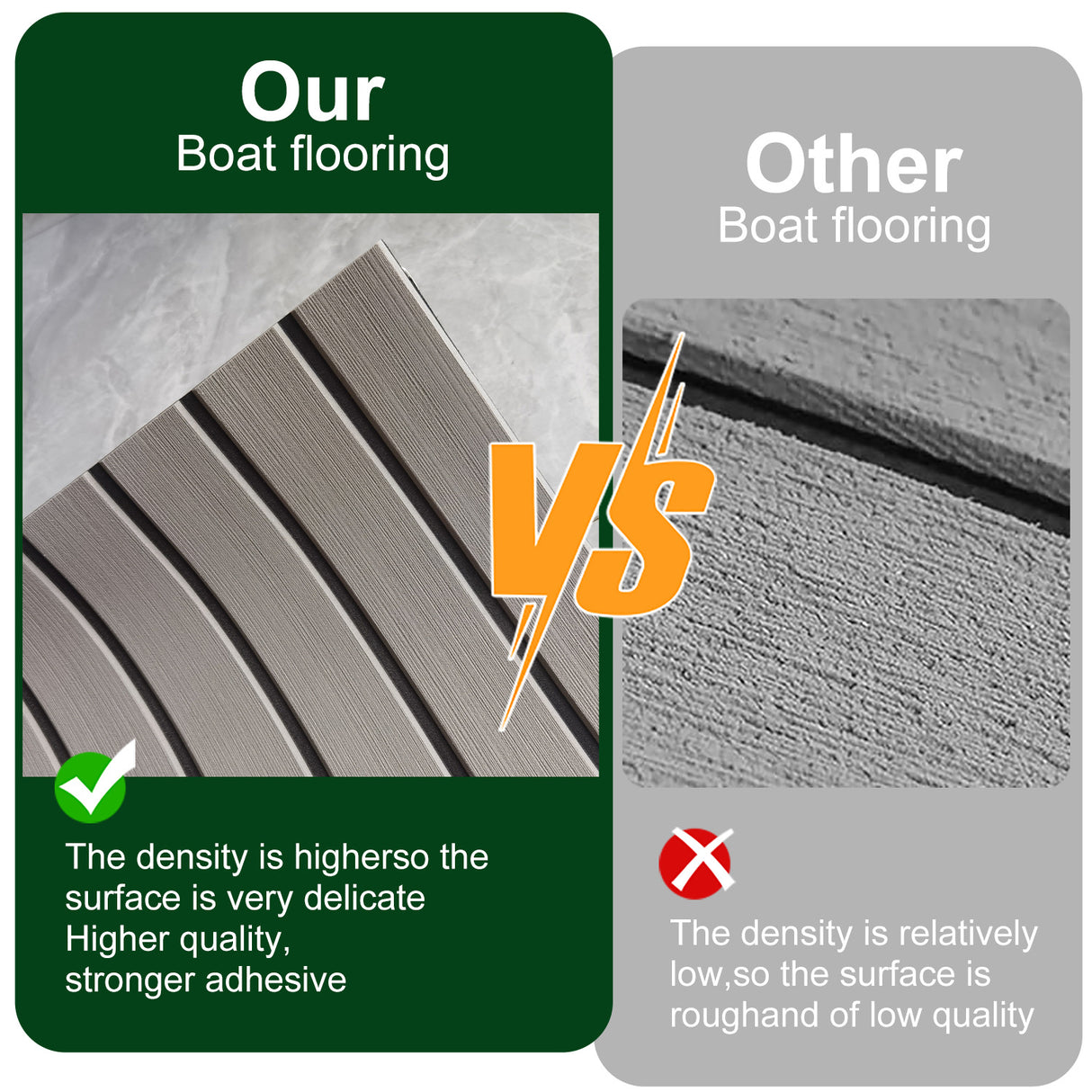 Striped Marine Decking Mat, Grey 240x45cm