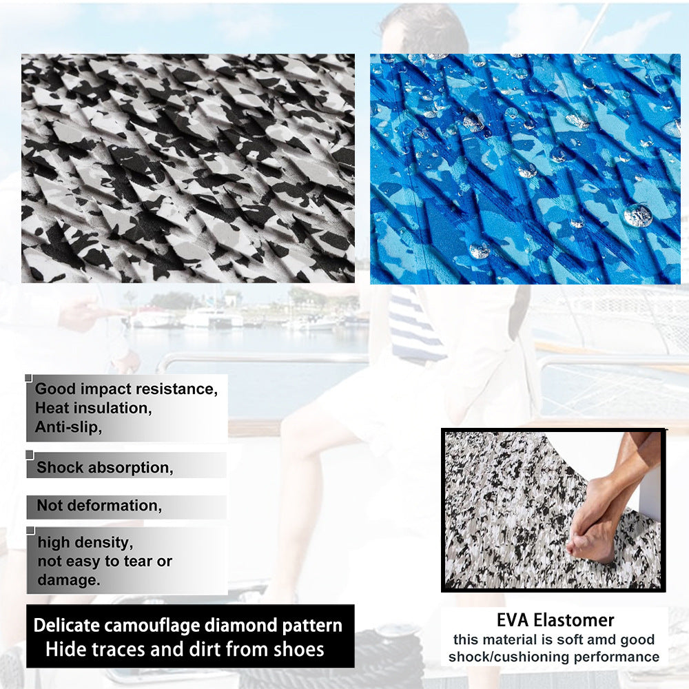Snow Camouflage Marine Decking Mat, Black and White 240x30cm