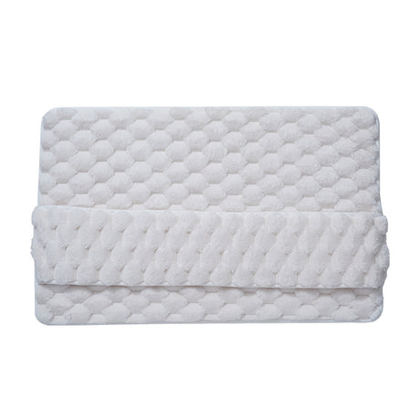 Side view of memory foam bath mat showing thickness and non skid backing