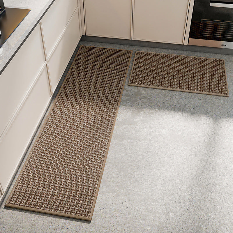 Absorbent non slip woven kitchen mat in brown