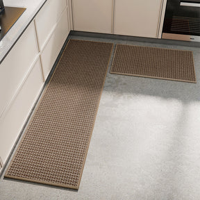 Absorbent non slip woven kitchen mat in brown