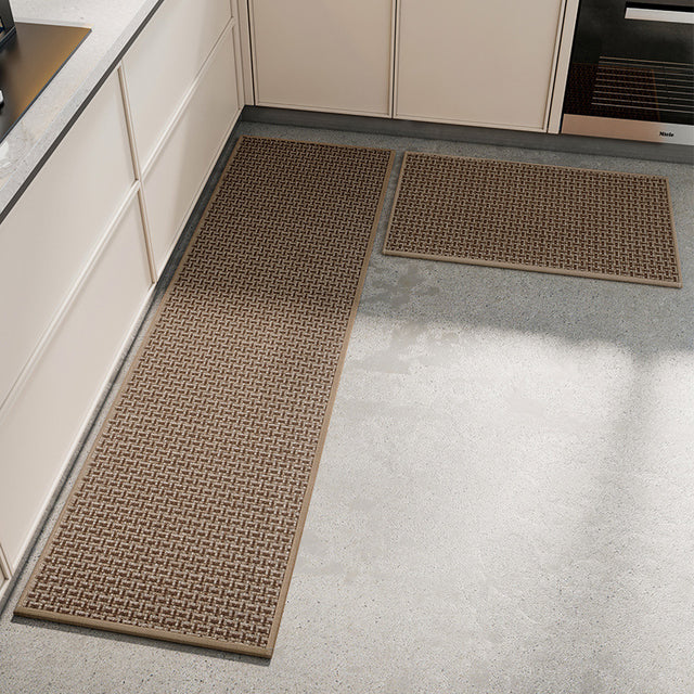 Absorbent non slip woven kitchen mat in brown