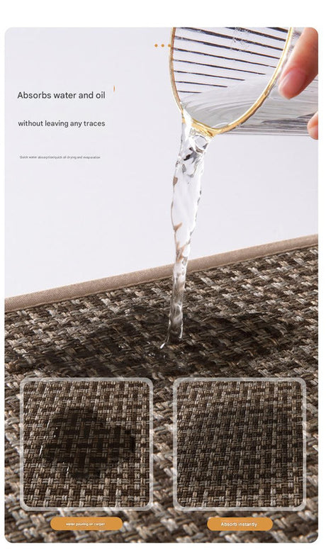 Absorbent non slip woven kitchen mat in brown