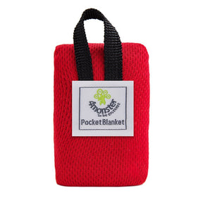 Red compact pocket picnic blanket, 110 x 150cm
