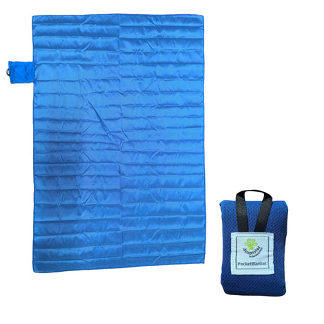Dark blue compact pocket picnic blanket, 110 x 150cm